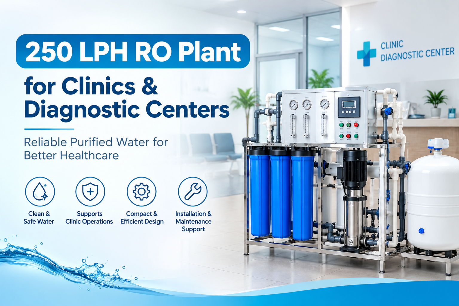 250 LPH RO Plant for clinics
